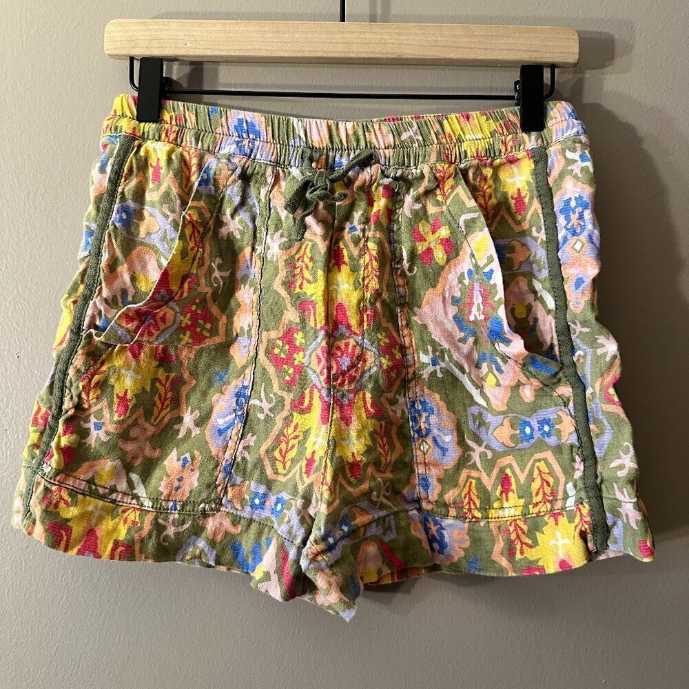 ⭐️ Host Pick ⭐️ Women's S Zara Aztec Printed Drawstring Shorts Linen Blend Funky - Picture 4 of 8